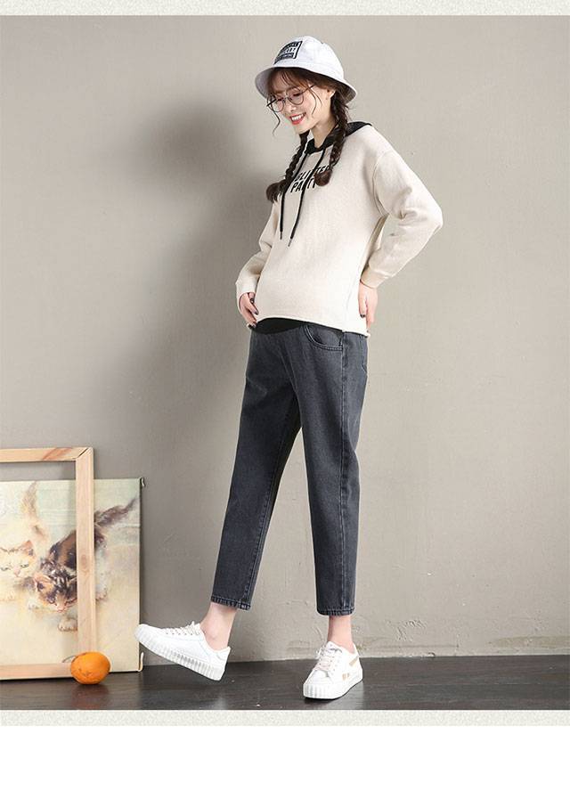 多米贝贝 孕妇牛仔裤春秋季新款休闲裤子宽松加大码加肥孕妇装