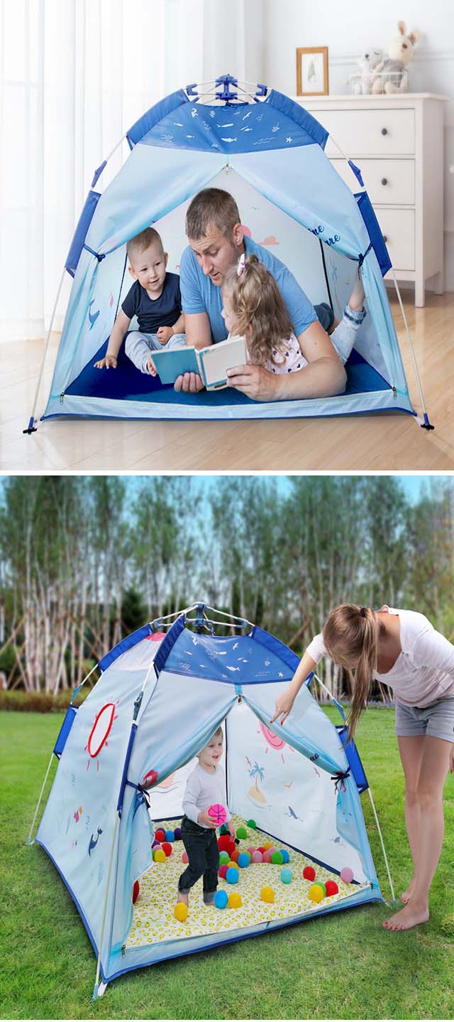 儿童帐篷游戏屋室内折叠宝宝分床神器小公主城堡男孩秘密基地-小树熊